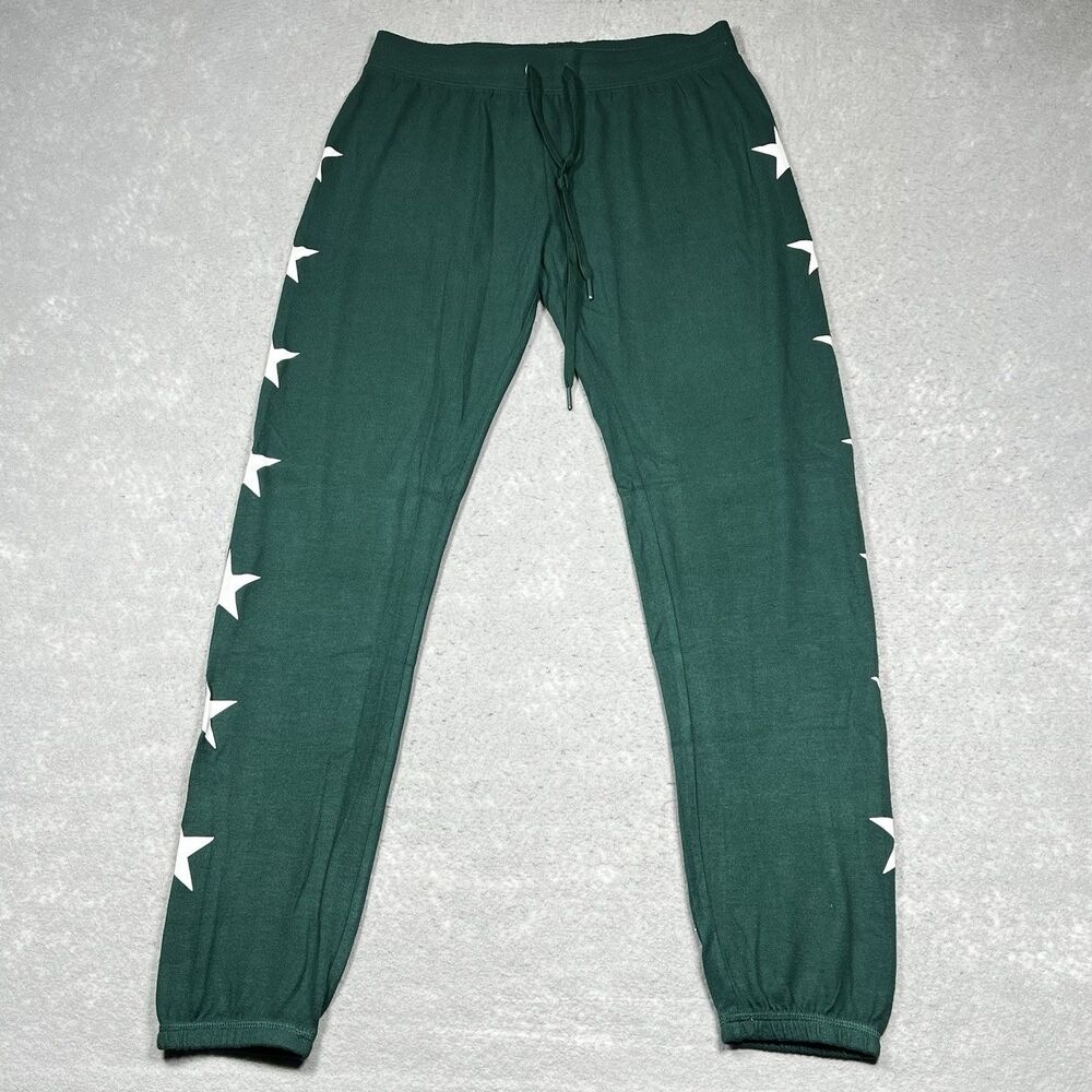 Aqua Jogger Pant Womens Size Medium Green White Comfort Lounge Inseam 30in